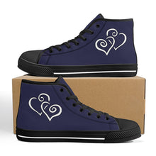 Load image into Gallery viewer, Ti Amo I love you - Exclusive Brand - Cloud Burst 2 - Double White Heart High-Top Canvas Shoes - Black Soles
