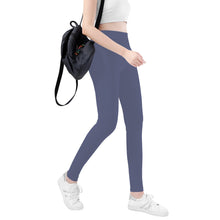 Load image into Gallery viewer, Ti Amo I love you - Exclusive Brand - Jet Grey - Double White Heart -Womens / Teen Girls / Womens Plus Size - Yoga Leggings - Sizes XS-3XL
