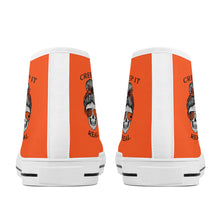 Load image into Gallery viewer, Ti Amo I love you - Exclusive Brand - Orange - Mama Skeleton - CREEP IT REAL - High-Top Canvas Shoes - White Soles
