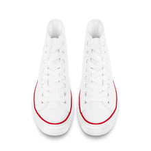 Load image into Gallery viewer, Ti Amo I love you - Exclusive Brand - White - Black Heart - High Top Canvas Shoes - White  Soles
