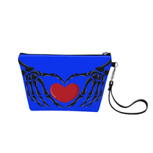 Load image into Gallery viewer, Ti Amo I love you - Exclusive Brand  - Blue Blue Eyes - Skeleton Hands with Heart - Sling Cosmetic Bag
