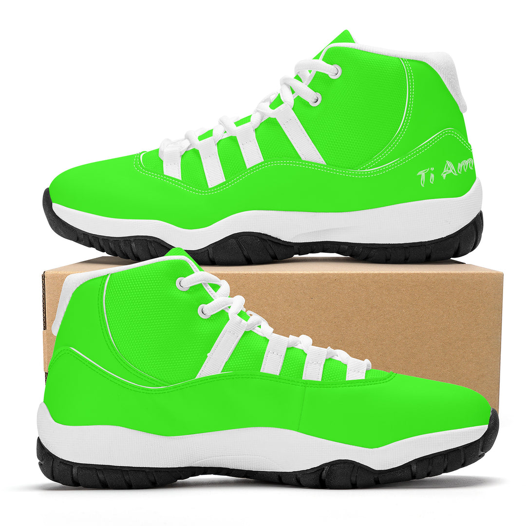Ti Amo I love you - Exclusive Brand - Florescent Green- High Top Air Retro Sneakers - White Laces