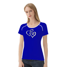 Load image into Gallery viewer, TI Amo I love you - Exclusive Brand - Royal Blue - Double White Heart - Women&#39;s T shirt
