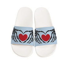 Load image into Gallery viewer, Ti Amo I love you - Exclusive Brand - Beau Blue 2 - Skeleton Hands with Heart -  Slide Sandals - White Soles
