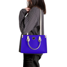 Load image into Gallery viewer, Ti Amo I love you - Exclusive Brand - Violet Blue - Luxury Womens PU Tote Bag - Cream Straps
