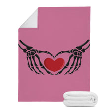 Load image into Gallery viewer, Ti Amo I love you - Exclusive Brand  - Charm - Skeleton Hands with Heart - Micro Fleece Blankets
