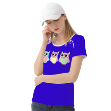 Load image into Gallery viewer, Ti Amo I love you - Exclusive Brand - Violet Blue - 3 Owls -  Women&#39;s T shirt - Sizes XS-2XL
