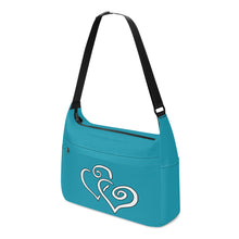 Load image into Gallery viewer, Ti Amo I love you - Exclusive Brand  - Eastern Blue - Double White Heart - Journey Computer Shoulder Bag
