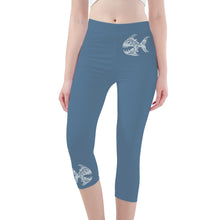 Load image into Gallery viewer, Ti Amo I love you -  Exclusive Brand - Slate Blue - Womens / Teen Girls  / Womens Plus Size  - Angry Fish - Capri Yoga Leggings - Sizes XS-3XL
