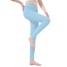 Load image into Gallery viewer, Ti Amo I love you - Exclusive Brand - Regent St Blue - Double White Heart -Womens / Teen Girls / Womens Plus Size - Yoga Leggings - Sizes XS-3XL
