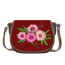 Load image into Gallery viewer, Ti Amo I love you - Exclusive Brand - Dark Burgundy - Pink Floral - Saddle Bag
