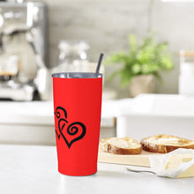 Load image into Gallery viewer, Ti Amo I love you - Exclusive Brand - Red - Double Black Heart - 20oz Stainless Steel Straw Lid Cup
