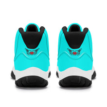 Load image into Gallery viewer, Ti Amo I love you - Exclusive Brand  - Aqua / Cyan - Skeleton Hands with Heart -  High Top Air Retro Sneakers - Black.Laces
