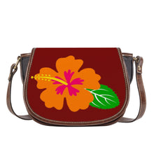 Load image into Gallery viewer, Ti Amo I love you - Exclusive Brand - Dark Burgundy - Hawaiian Flower -  Saddle Bag
