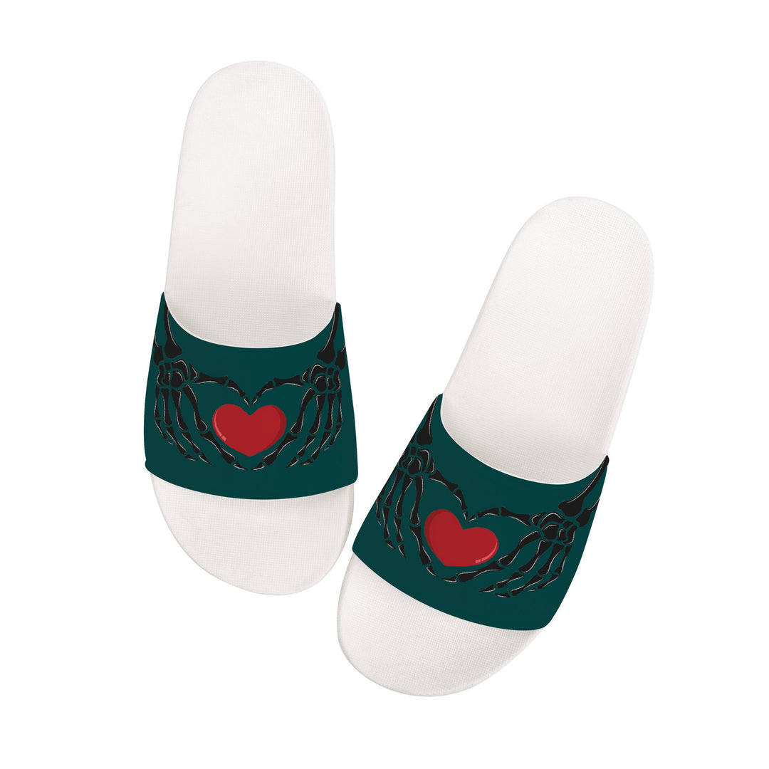 Ti Amo I love you - Exclusive Brand - Cyprus - Skeleton Hands with Heart -  Slide Sandals - White Soles