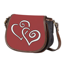 Load image into Gallery viewer, Ti Amo I love you - Exclusive Brand - Pale Carmine - Double White Heart - Saddle Bag
