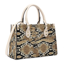 Load image into Gallery viewer, Ti Amo I love you - Exclusive Brand - Snake Skin Pattern - Luxury Womens PU Tote Bag - Cream Straps
