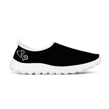 Load image into Gallery viewer, Ti Amo I love you - Exclusive Brand - Black - Double White Heart - Women&#39;s Mesh Running Shoes - White Soles
