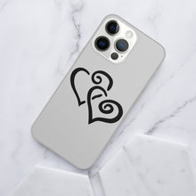 Load image into Gallery viewer, Ti Amo I love you - Exclusive Brand - Silver - Double Black Heart -  iPhone 14 Transparent Acrylic Case (3 cameras)
