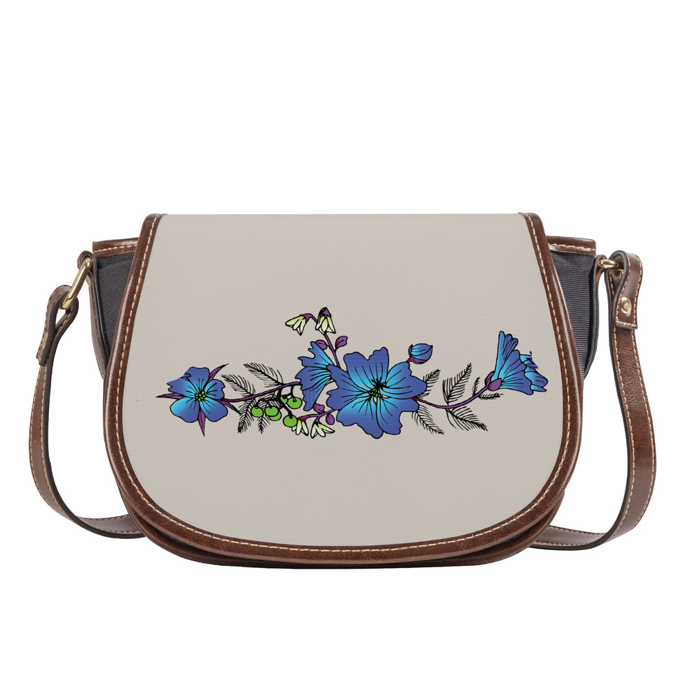 Ti Amo I love you - Exclusive Brand - Swirl - Blue Floral -  Saddle Bag