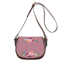 Load image into Gallery viewer, Ti Amo I love you - Exclusive Brand - Puce - Front &amp; Top Floral Swag - Saddle Bag
