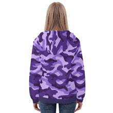 Load image into Gallery viewer, Ti Amo I love you - Exclusive Brand  - Minsk, Grape 2, Mauve 2, Fushia Blue &amp; Jacarta Camouflage - Women&#39;s Zip Hoodie
