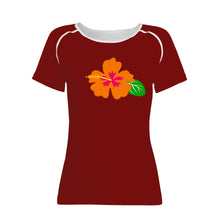 Load image into Gallery viewer, Ti Amo I love you - Exclusive Brand - Dark Burgundy - Hawaiian Flower - Women&#39;s T shirt - Sizes XS-2XL
