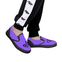 Load image into Gallery viewer, Ti Amo I love you - Exclusive Brand - Heliotrope 3 - Double Black Heart - Kids Slip-on shoes - Black Soles
