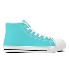 Load image into Gallery viewer, Ti Amo I love you - Exclusive Brand - Medium Turquoise Blue - High-Top Canvas Shoes - White Soles
