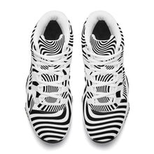 Load image into Gallery viewer, Ti Amo I love you - Exclusive Brand - Black &amp; White Wavy Lines - High Top Air Retro Sneakers - White Laces
