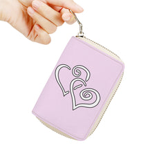 Load image into Gallery viewer, Ti Amo I love you - Exclusive Brand - Carousel Pink - Double White Heart - PU Leather - Zipper Card Holder
