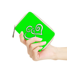 Load image into Gallery viewer, Ti Amo I love you - Exclusive Brand - Green - Double White Heart - PU Leather - Zipper Card Holder
