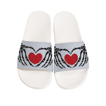 Load image into Gallery viewer, Ti Amo I love you - Exclusive Brand - Mischka - Skeleton Hands with Heart -  Slide Sandals - White Soles
