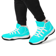 Load image into Gallery viewer, Ti Amo I love you - Exclusive Brand  - Aqua / Cyan - Skeleton Hands with Heart - High Top Air Retro Sneakers - White Laces
