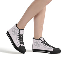 Load image into Gallery viewer, Ti Amo I love you - Exclusive Brand - Prim - Double White Heart High-Top Canvas Shoes - Black Soles
