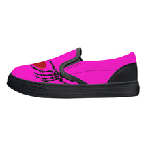 Load image into Gallery viewer, Ti Amo I love you - Exclusive Brand - Hot Magenta - Skeleton Hands with Heart - Kids Slip-on shoes - Black Soles
