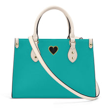 Load image into Gallery viewer, Ti Amo I love you - Exclusive Brand - Tiffany Blue - Luxury Womens PU Tote Bag - Cream Straps
