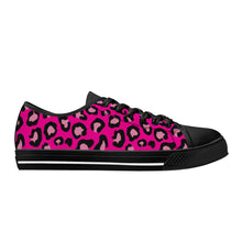 Load image into Gallery viewer, Ti Amo I love you - Exclusive Brand  - Hollywood Cerise Leopard  - Rubber Outsoles Low-Top Canvas Shoes - Black Soles
