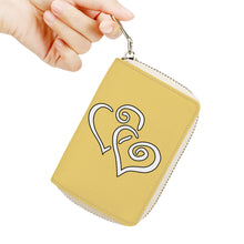 Load image into Gallery viewer, Ti Amo I love you - Exclusive Brand - Golden Sand - Double White Heart - PU Leather - Zipper Card Holder
