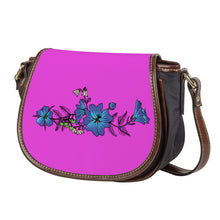 Load image into Gallery viewer, Ti Amo I love you - Exclusive Brand  - Brilliant LavenderRose - Blue Floral -  Saddle Bag
