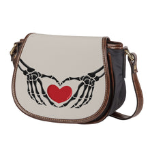 Load image into Gallery viewer, Ti Amo I love you - Exclusive Brand - Swirl - Skeleton Hands with Heart - Saddle Bag
