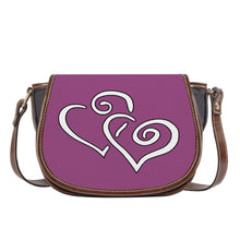 Load image into Gallery viewer, Ti Amo I love you - Exclusive Brand - Cannon Pink - Double White Heart - Saddle Bag
