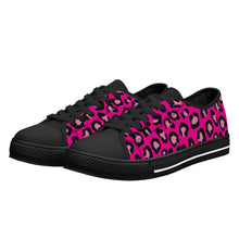 Load image into Gallery viewer, Ti Amo I love you - Exclusive Brand  - Hollywood Cerise Leopard  - Rubber Outsoles Low-Top Canvas Shoes - Black Soles
