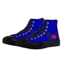 Load image into Gallery viewer, Ti Amo I love you - Exclusive Brand - Royal Blue - Skeleton Hands wit Heart - High Top Canvas Shoes - Black  Soles
