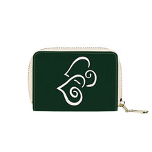 Load image into Gallery viewer, Ti Amo I love you - Exclusive Brand - Bush Green - Double White Heart - PU Leather - Zipper Card Holder
