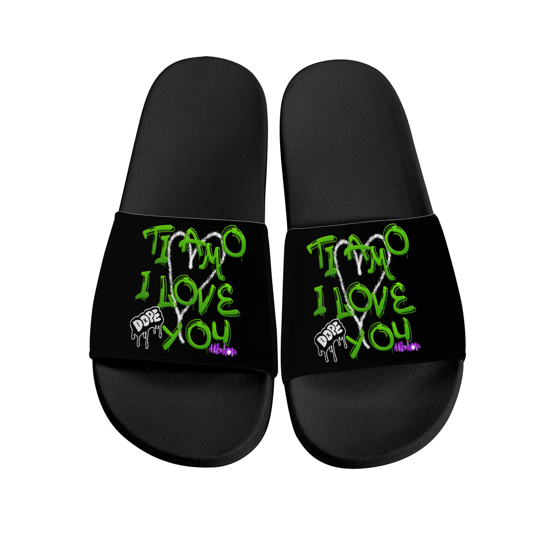 Ti Amo I love you - Exclusive Brand  - Slide Sandals - Black Soles