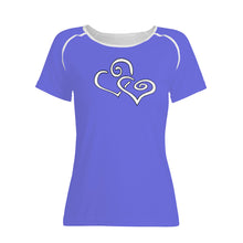 Load image into Gallery viewer, TI Amo I love you - Exclusive Brand - Medium Purple - Double White Heart - Women&#39;s T shirt
