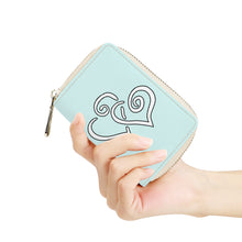 Load image into Gallery viewer, Ti Amo I love you - Exclusive Brand - Polar - Double White Heart - PU Leather - Zipper Card Holder
