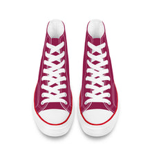 Load image into Gallery viewer, Ti Amo I love you - Exclusive Brand - Berry - White Daisy - High Top Canvas Shoes - White  Soles
