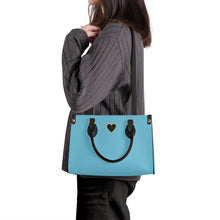 Load image into Gallery viewer, Ti Amo I love you - Exclusive Brand -Blue Hosta - Luxury Womens PU Tote Bag - Black Straps
